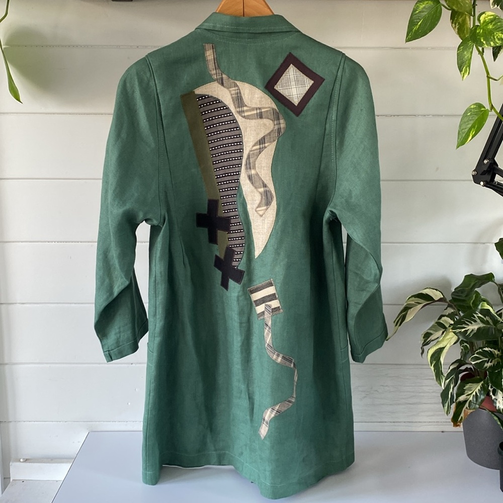 Vintage Beppa Geometric Patch Pattern Blazer 100%… - image 2